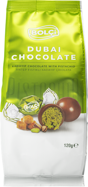 Изображение Конфеты в молочном шоколаде Болчи дубайский фисташка и катаифи Болчи Чиколата м/у, 120 г