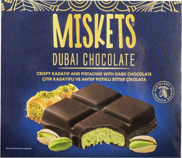 Изображение Шоколад темный Мискетс дубайский фисташка и катаифи Пакель кор, 100 г