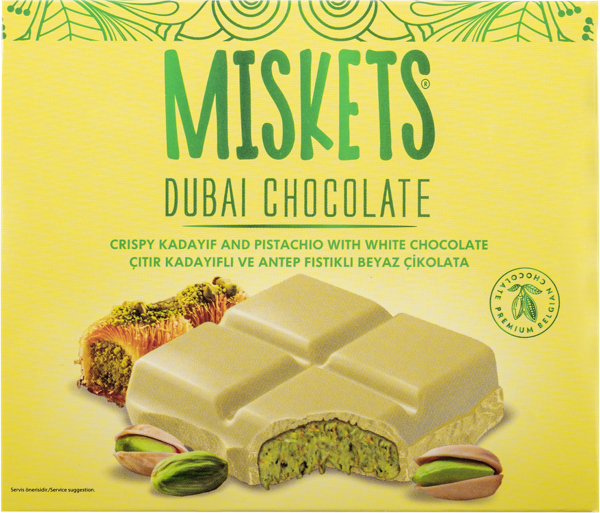 Изображение Шоколад белый Мискетс дубайский фисташка и катаифи Пакель кор, 100 г