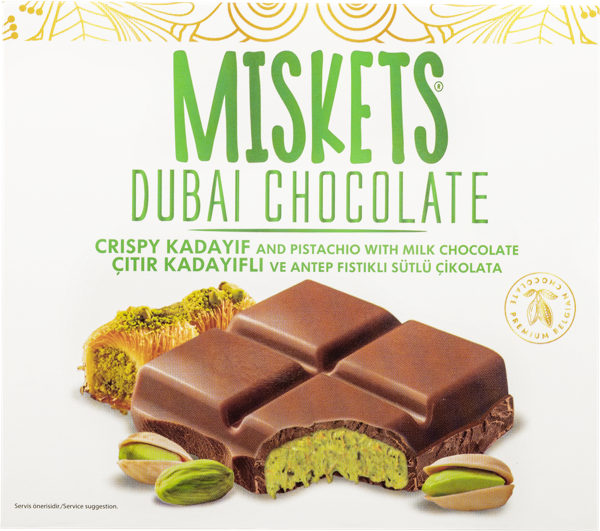 Изображение Шоколад молочный Мискетс дубайский фисташка и катаифи Пакель кор, 100 г