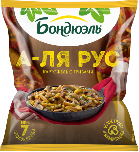 Изображение Овощная смесь замороженное Бондюэль картофель с грибами Бондюэль Кубань м/у, 400 г