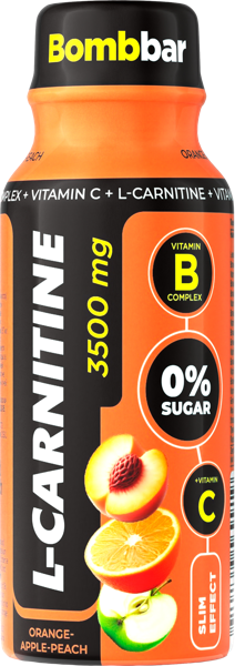 Изображение Напиток газ L-карнитин Бомббар апельсин яблоко персик Натуральные напитки п/б, 0,1 л