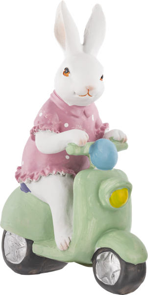 Изображение Фигурка 15,5х7х21см пасхальная Купман кролик на мопеде Купман Интернэшнл , 1 шт