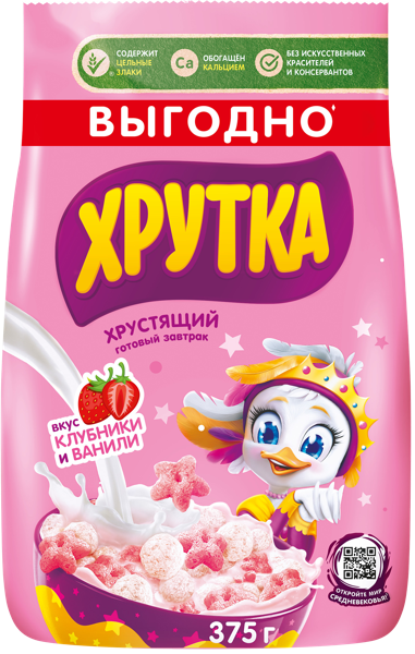 Изображение Готовый завтрак Хрутка клубника ваниль звездочки Сириал Партнерс Рус м/у, 375 г