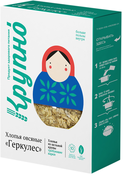 Изображение Хлопья овсяные Крупно 10 мин геркулес Арчеда продукт к/у, 400 г