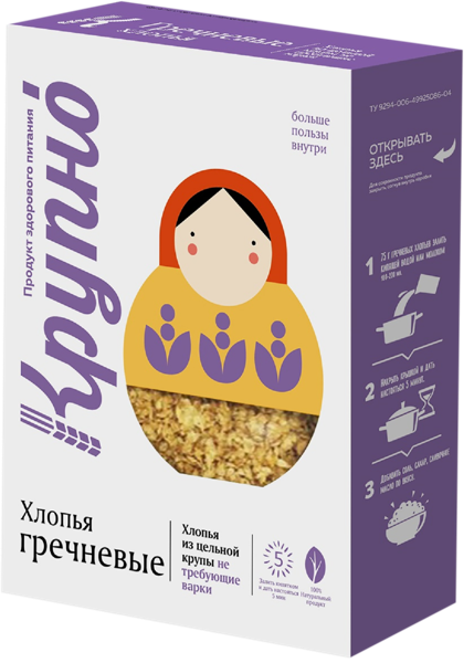 Изображение Хлопья гречневые Крупно 5 мин Арчеда продукт к/у, 400 г