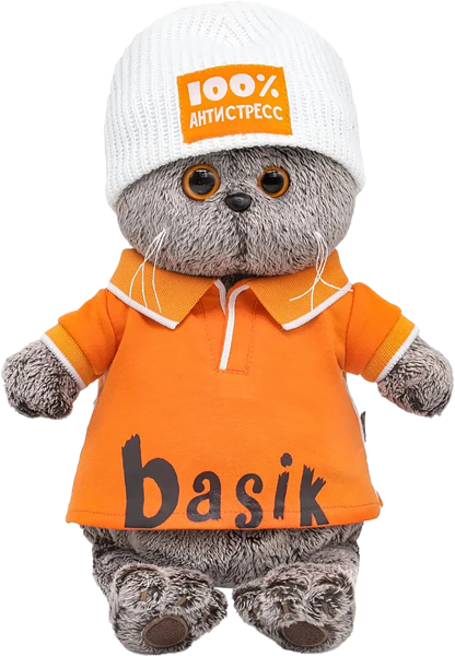 Изображение Мягкая игрушка антистресс 30см Будибаса басик в поло и шапке МПП ООО к/у, 1 шт