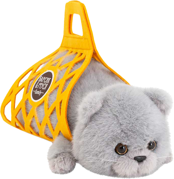 Изображение Мягкая игрушка серый 35см Оранж тойс кот барсик в сумке Оранж Тойс , 1 шт