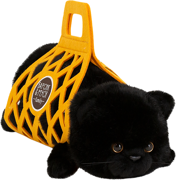 Изображение Мягкая игрушка черный 35см Оранж тойс кот барсик в сумке Оранж Тойс , 1 шт