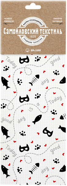 Изображение Полотенце 45*60см для кухни Самойловский текстиль коты вафельное Нордтекс к/у, 1 шт