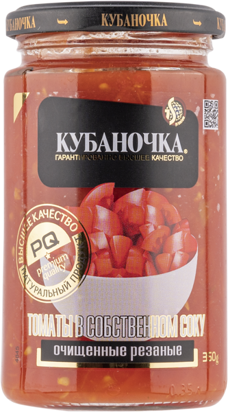 Изображение Томаты резаные Кубаночка очищенные Гранд-Стар с/б, 350 г