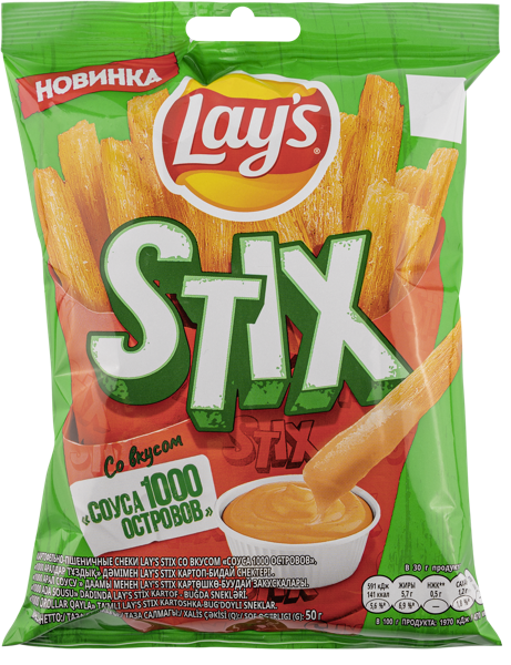 Изображение Снеки картофельно-пшеничные Лейс стикс соус 1000 островов Фрито Лей м/у, 50 г