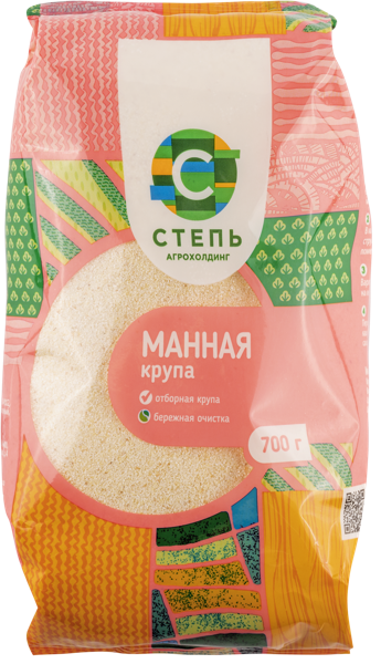 Изображение Крупа манная Агрохолдинг Степь Инвестпром-Опт м/у, 700 г