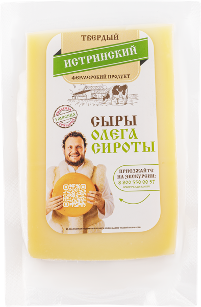 Изображение Сыр 50% твердый Сыры Олега Сироты истринский Сирота ИП ГКФХ м/у, 150 г