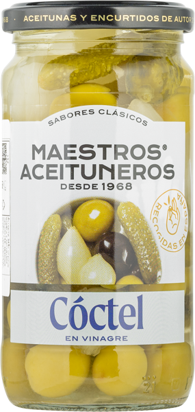 Изображение Коктейль из овощей в уксусе Маэстрос Асейтунерос огурцы оливки лук Маэстрос Асейтунерос с/б, 345 г