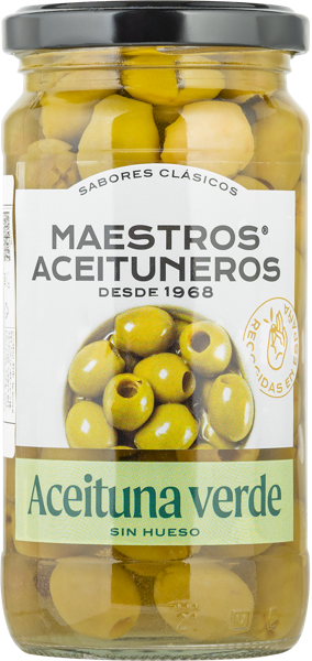 Изображение Оливки без косточки Маэстрос Асейтунерос зеленые Маэстрос Асейтунерос с/б, 320 г