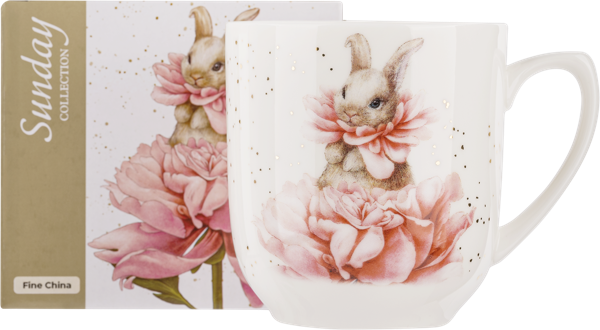 Изображение Кружка 380мл Лефард кролик розовая гортензия Лефард к/у, 1 шт