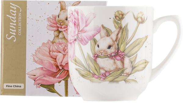 Изображение Кружка 380мл Лефард кролик розовый пион Лефард к/у, 1 шт