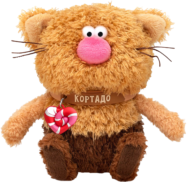 Изображение Мягкая игрушка 12 см Будибаса кофейные коты кортадо валентинки МПП ООО к/у, 1 шт