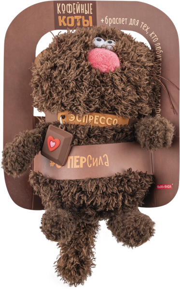 Изображение Мягкая игрушка 12 см Будибаса кофейные коты эспрессо валентинки МПП ООО к/у, 1 шт