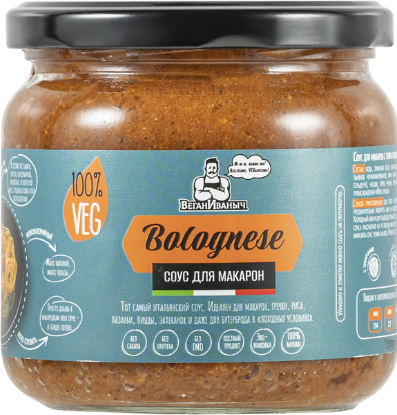Изображение Соус для макарон ВеганИваныч болоньезе из тофу Токарев ИП с/б, 340 г