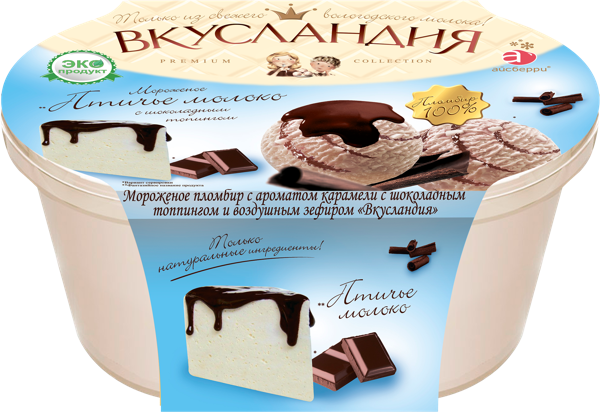 Изображение Мороженое пломбир Вкусландия карам шок топпинг Айсберри-ФМ пластик.лоток, 450 г