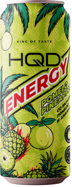 Изображение Напиток Энергетический Эйч Кью Ди Энерджи Помело Ананас Меридиан Трейд ж/б, 0,45 л