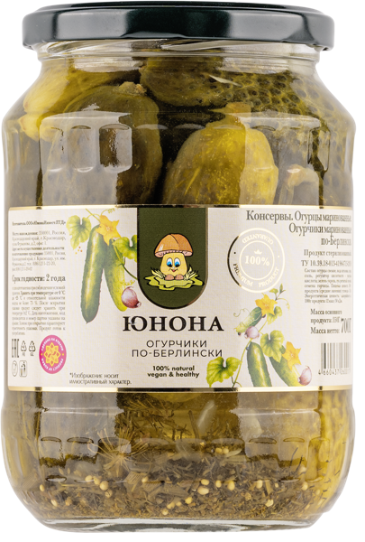Изображение Огурцы маринованные Юнона по-берлински Юнона Инвест с/б, 700 г
