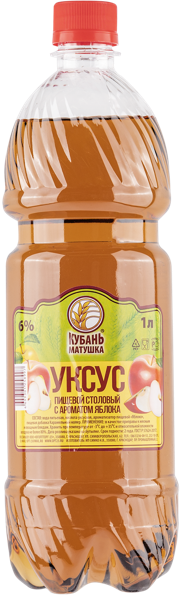 Изображение Уксус столовый 6% Кубань матушка с ароматом яблока Симко п/б, 1 л