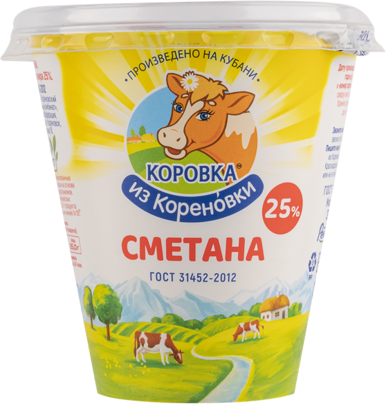 Изображение Сметана 25% Коровка из Кореновки Кореновский МКК п/б, 300 г