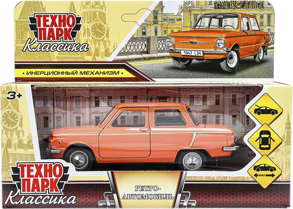 Изображение Машина инерционная Технопарк заз-968а ретро Шанту Сити к/у, 1 шт