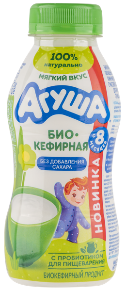 Изображение Напиток кисломолочный с 8 мес без сахара Агуша био-кефирная ВБД п/б, 180 мл