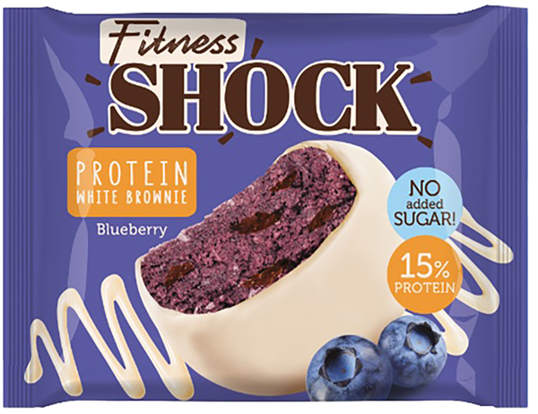 Изображение Пирожное протеиновое Фитнес шок брауни черника Фитнес десерты м/у, 50 г