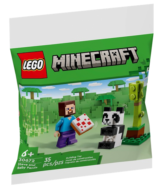 Изображение Конструктор с 6 лет 30672 Лего майнкрафт стив и детёныш панды Лего к/у, 1 шт