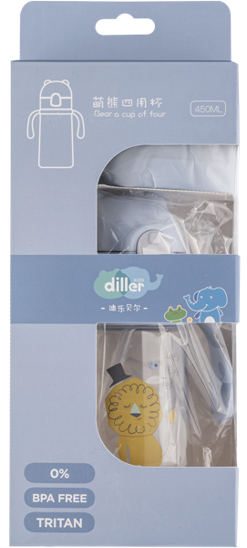 Изображение Бутылка 400 мл пластик Диллер с трубочкой и ушками Диллер , 1 шт