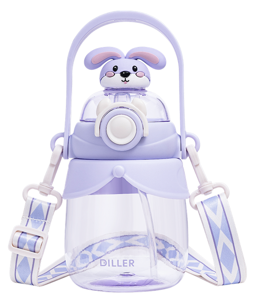 Изображение Бутылка 750 мл пластик Диллер с трубочкой и шнурком Диллер , 1 шт