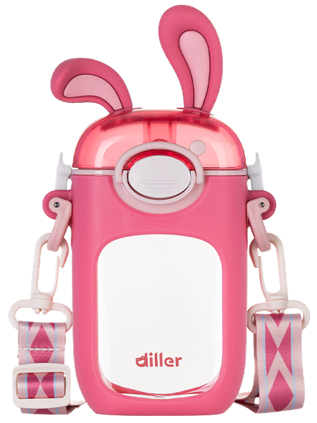 Изображение Бутылка 400 мл пластик Диллер заячьи ушки с трубочкой Диллер , 1 шт