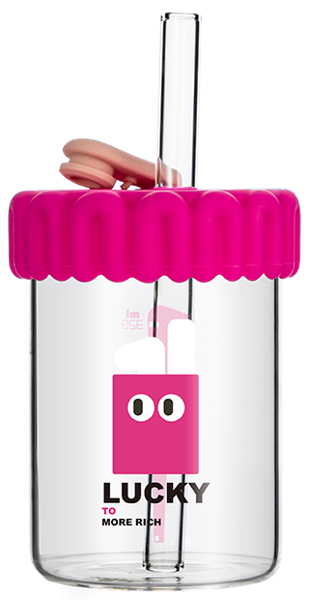 Изображение Стакан 390мл стекло Диллер с крышкой и трубочкой Диллер к/у, 1 шт