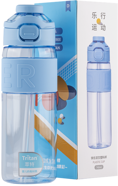 Изображение Бутылка 740мл пластик Диллер цветная с трубочкой Диллер к/у, 1 шт