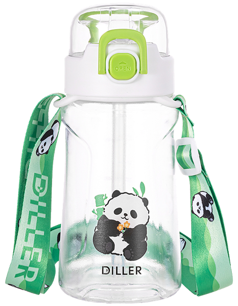Изображение Бутылка 550мл пластик Диллер панда с ремешком Диллер к/у, 1 шт