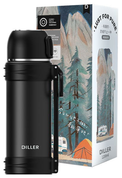 Изображение Термос 2000мл стальной Диллер цветной с ручкой Диллер к/у, 1 шт