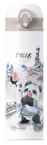 Изображение Термос 480мл стальной Диллер панда белый Диллер к/у, 1 шт