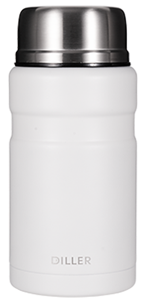 Изображение Термос 750мл стальной Диллер черный белый с ложкой Диллер к/у, 1 шт