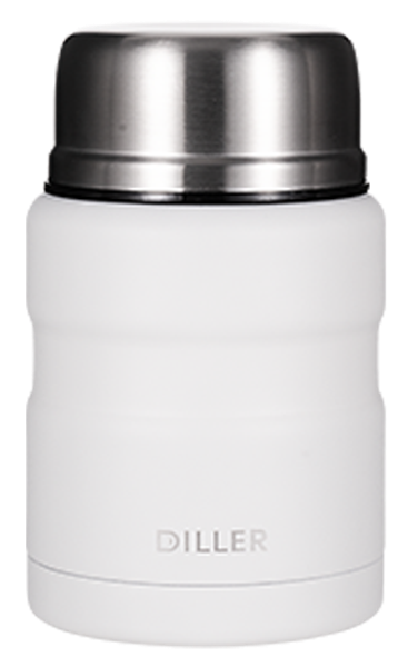 Изображение Термос 500мл стальной Диллер черный белый с ложкой Диллер к/у, 1 шт