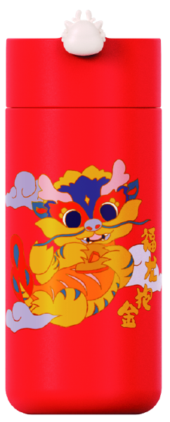 Изображение Термос 420мл стальной Диллер дракон красный белый Диллер к/у, 1 шт