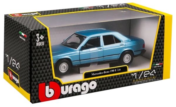 Изображение Машина 1:24 синий Ббураго мерседес бенз 190е 1987 Ббураго к/у, 1 шт