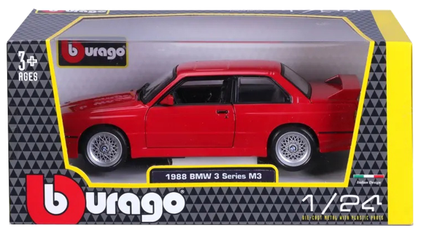 Изображение Машина 1:24 Ббураго бмв м3 1988 красная Ббураго к/у, 1 шт