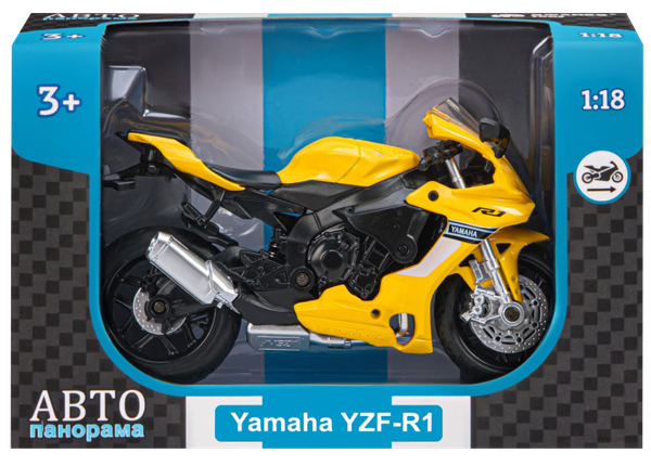 Изображение Мотоцикл 1:18 Автопанорама ямаха yzf-r1 жёлтый Каипо к/у, 1 шт
