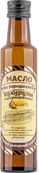 Изображение Масло кукурузное Валиса нерафинированное Валиса с/б, 250 мл
