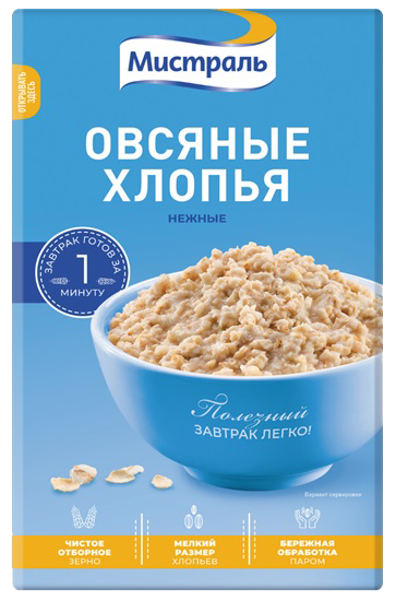 Изображение Хлопья овсяные Мистраль 1 мин нежные Мистраль Трейдинг кор, 400 г